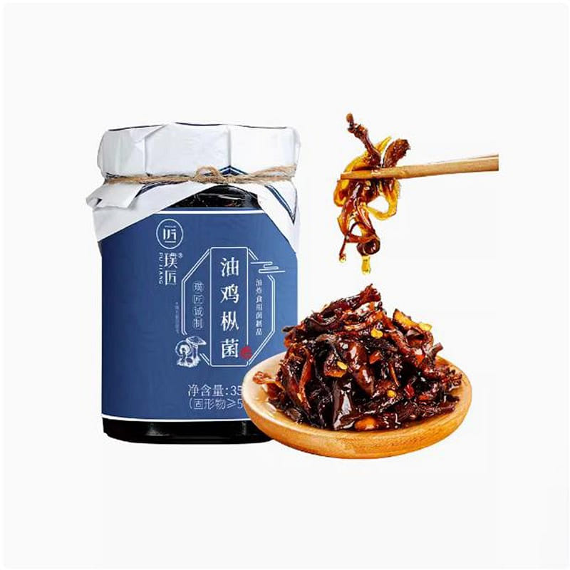 云南特产 鸡枞菌酱 油炸鸡纵菌拌饭小吃 酱油鸡枞菌下饭菜350g/瓶 350 克