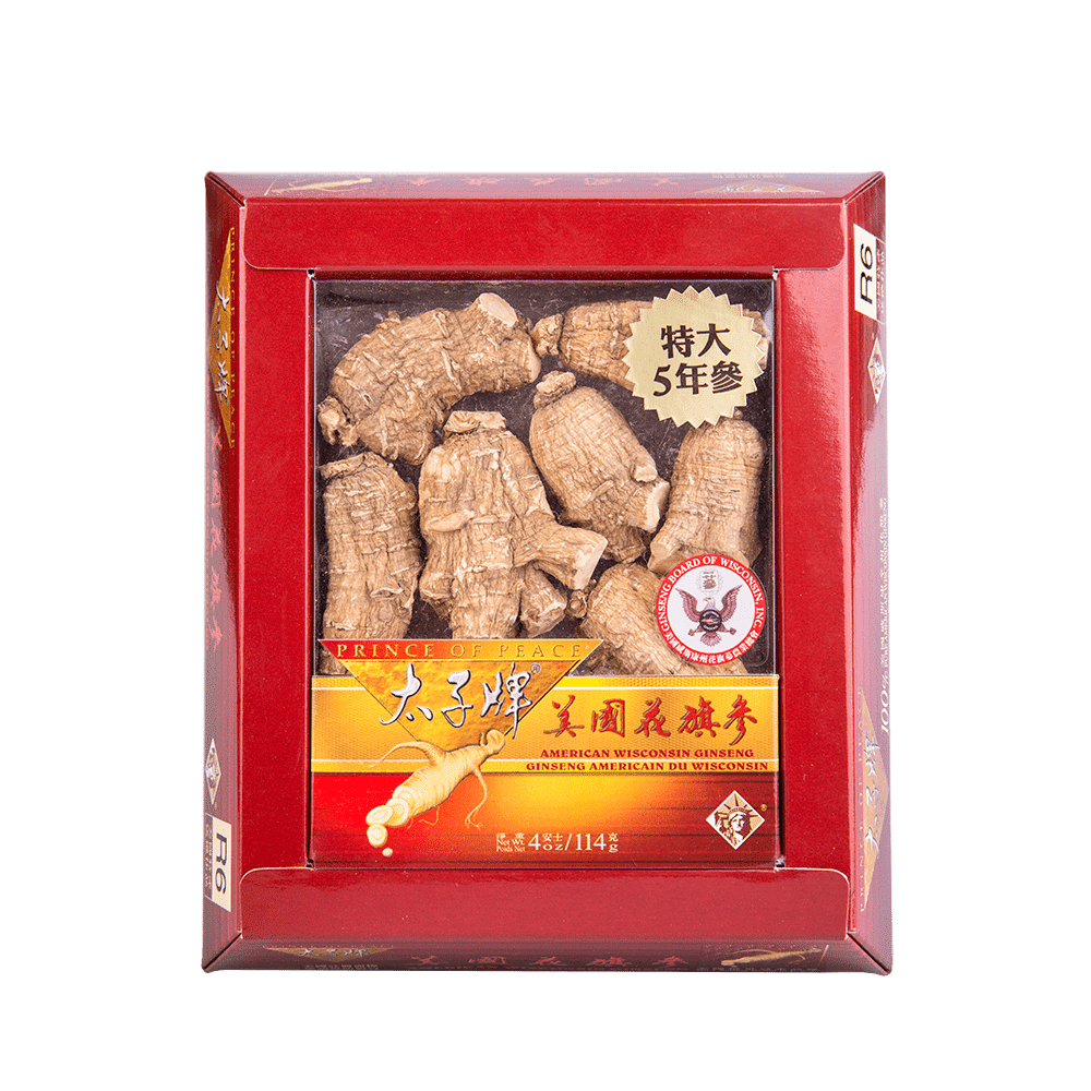 Prince of Peace Wisconsin American Ginseng 5 Year Jumbo Round Roots, 4 oz 1 ส่วน