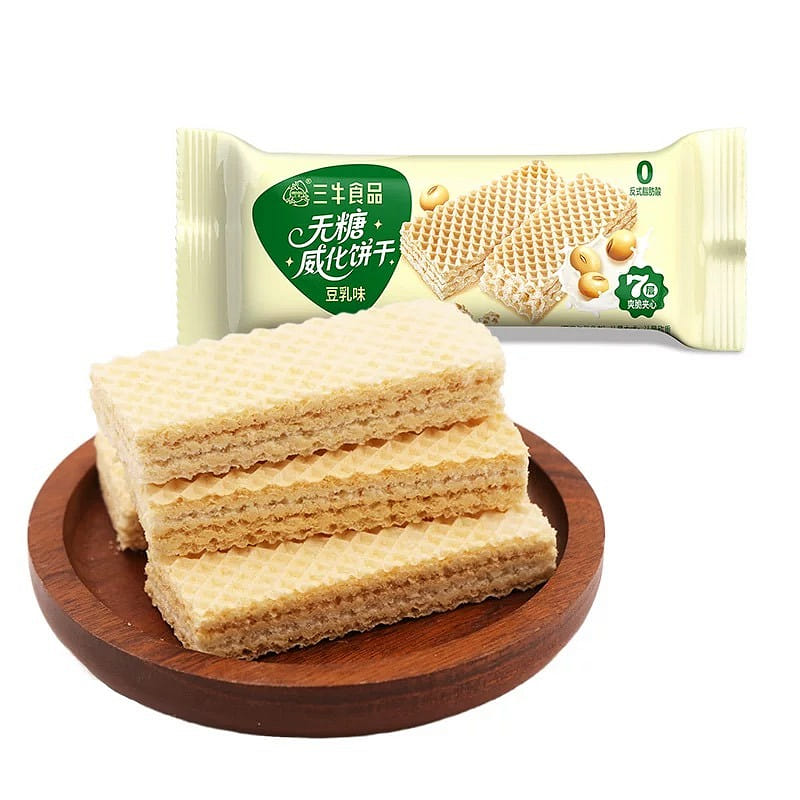 【三牛】无糖威化饼干休闲零食《豆乳味》1袋约10包 200 克