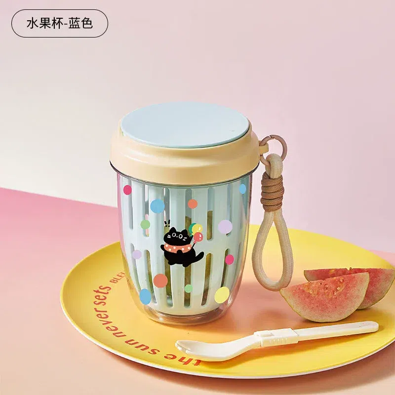 High-value, food-grade portable fruit cup in blue 1 count