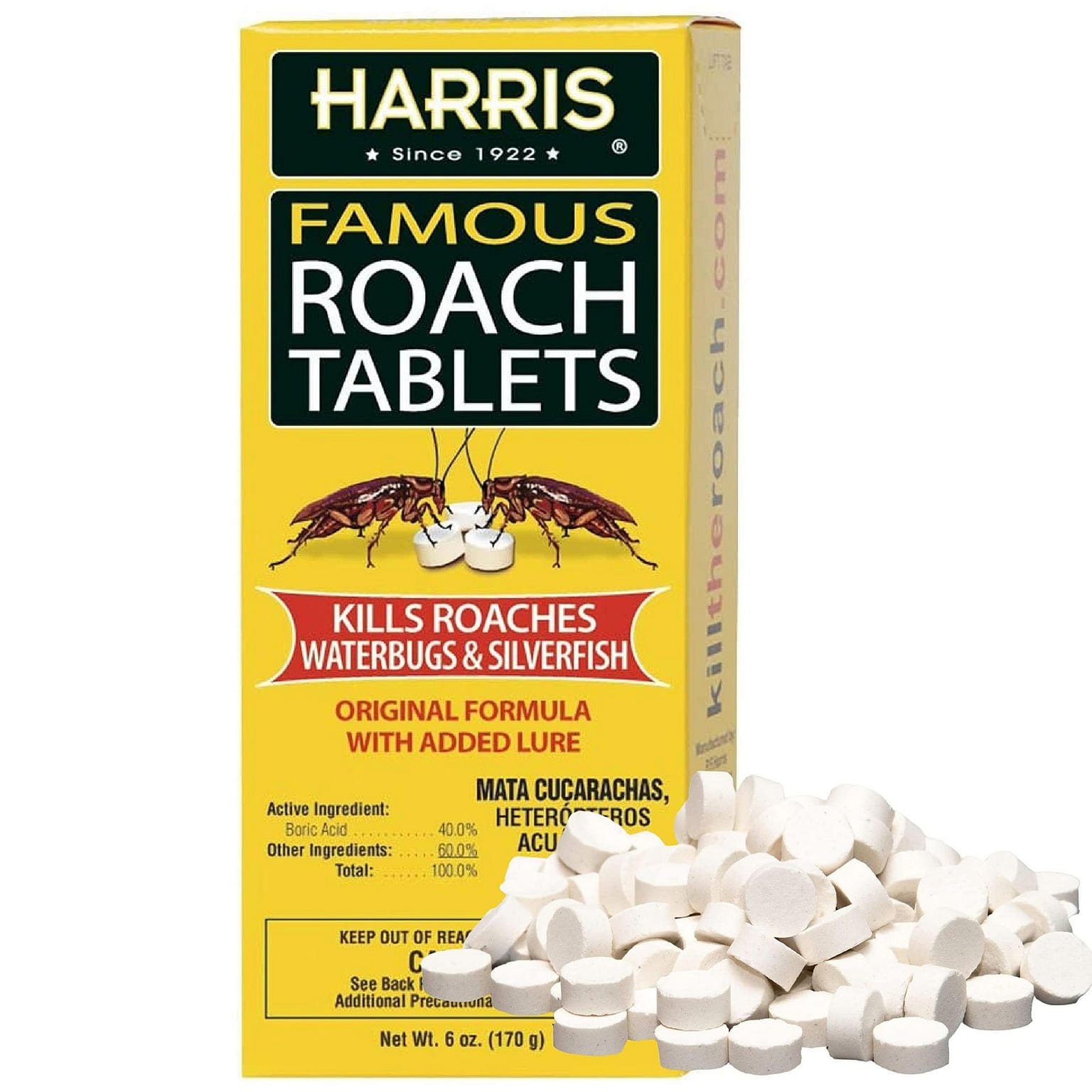 Harris 蟑螂药片,硼酸蟑螂杀虫剂 灭害灵 除虫剂,专治厨房下水道蟑螂 臭虫 蝎子,6盎145片,添加诱饵和硼酸,蟑螂会将硼酸带回巢穴,杀死整个虫群,包邮 1 份