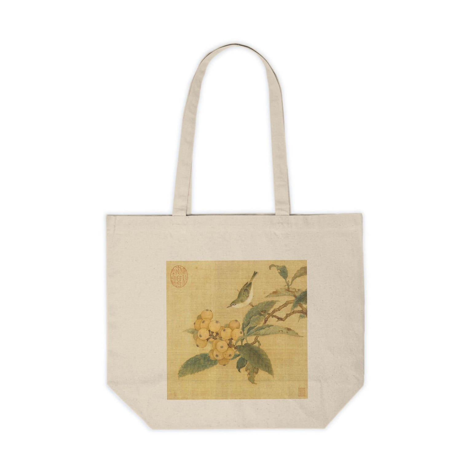 Loquats and Bird - Cotton Canvas Tote Bag 18" x 15" 1 count