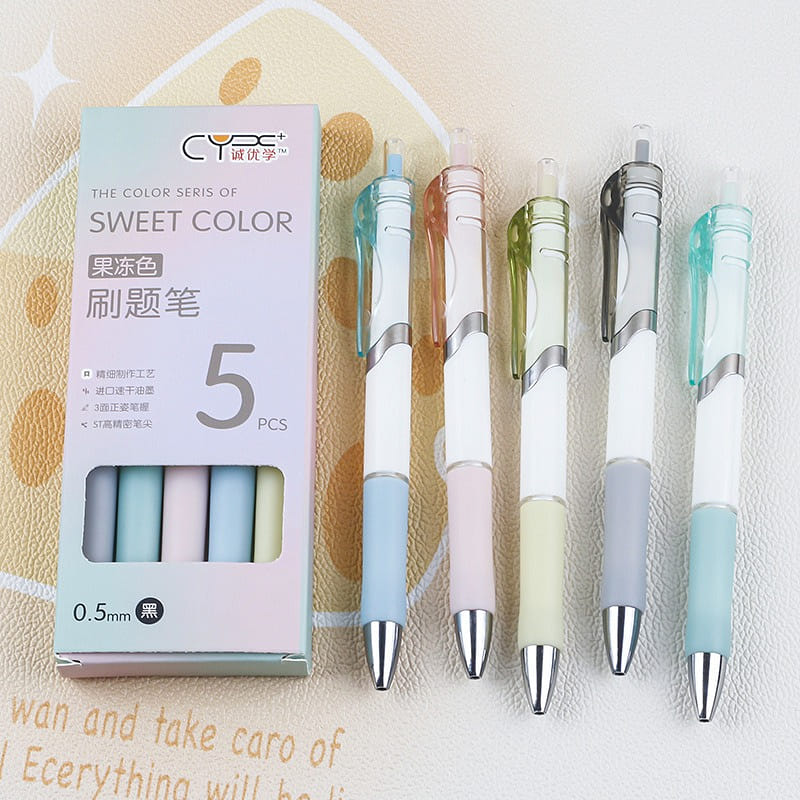 Macaron Color Series Black Ink 0.5mm Gel Pen 5 Count 1 케이스
