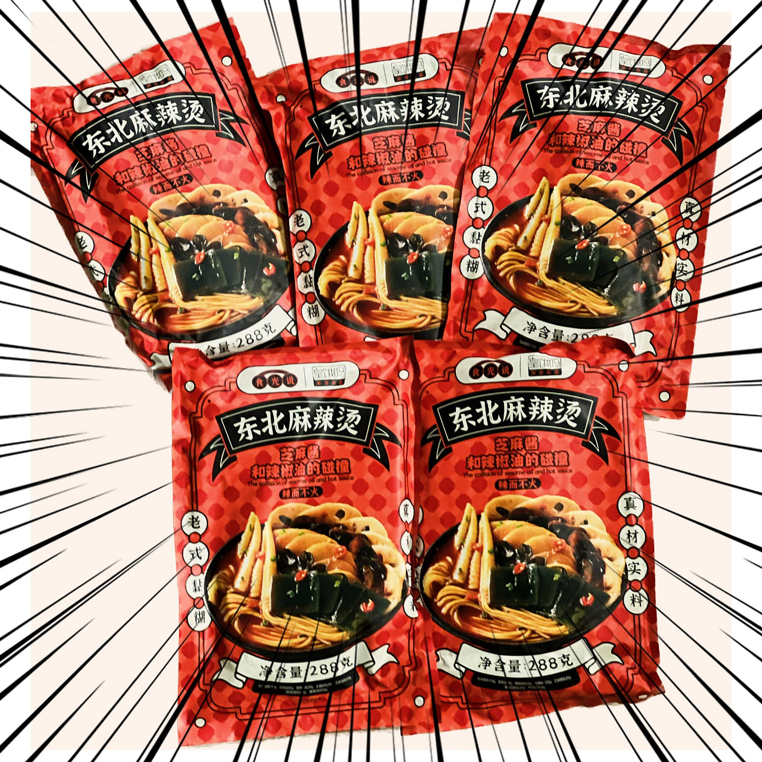 Vegetarian Version Northeast Sticky Spicy instant noodle * 5 packs 288 กรัม