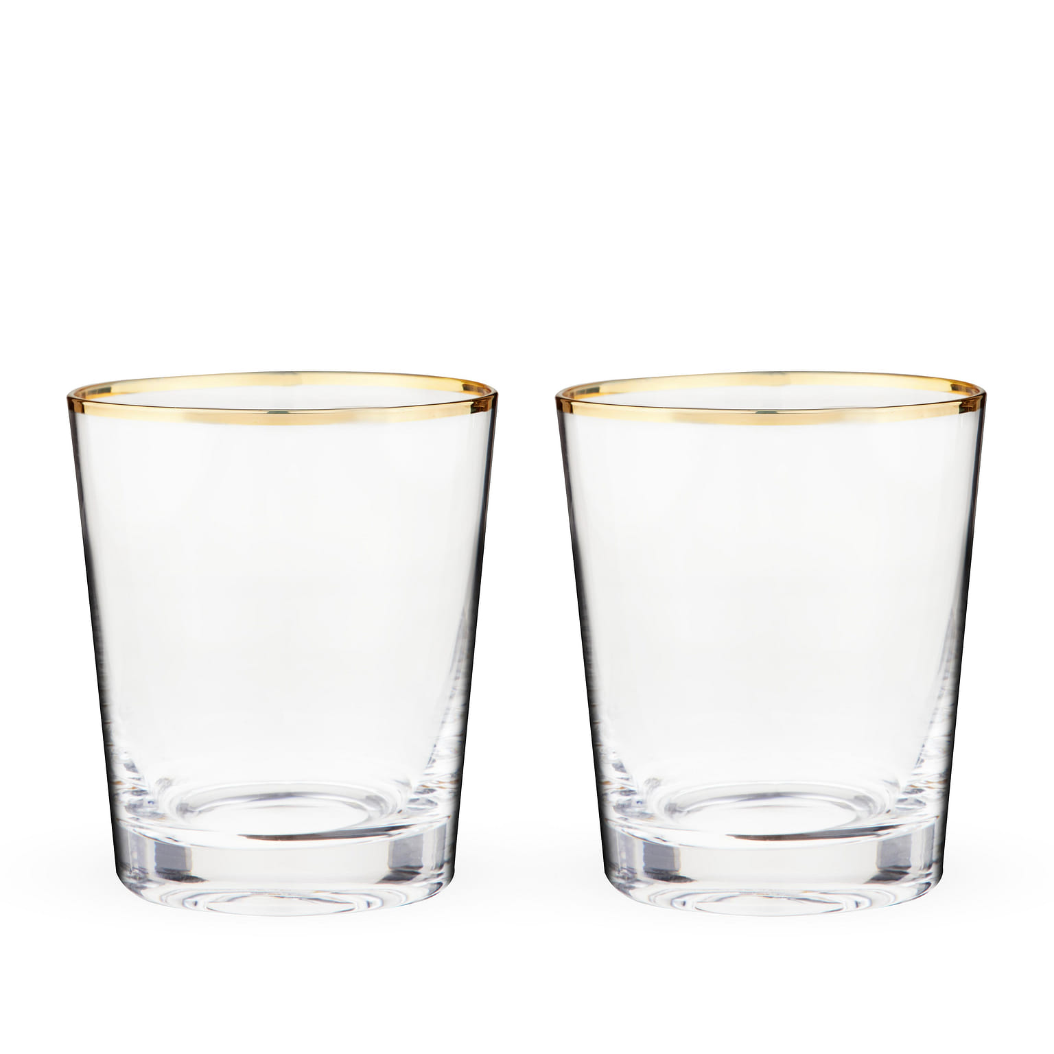 Twine Gilded Tumblers, Gold Rimmed Clear Cocktail Glass Set, Lowball Glassware, Set of 2, 10 oz, Gold and Clear 10 盎司