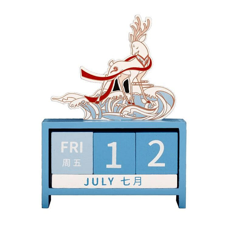 Perpetual Calendar Ornament White Deer 102 * 137mm 1 box