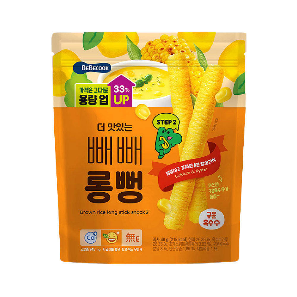 BeBecook Brown Rice Long Stick Snack (Step2) Corn 40g 1 each