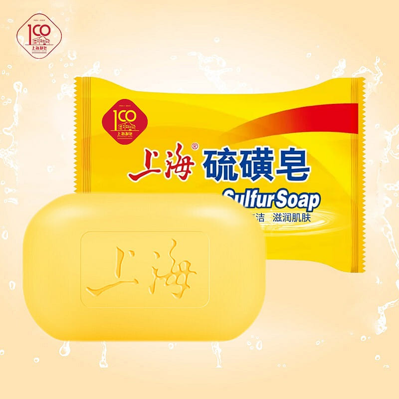 Shanghai sulfur soap anti-mite antibacterial cleaning soap 85 กรัม