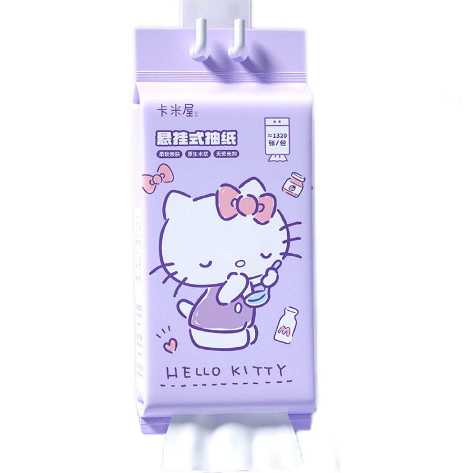 Sanrio Family Pack 1320 Four-Ply Thickened Toilet Paper- Purple Hello Kitty1 Bag 1 phần