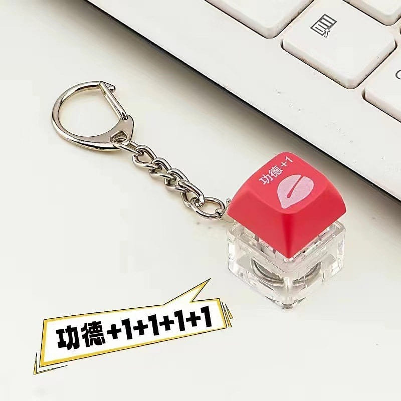 Keycap Keychain Glowing Backpack Pendant Wooden Fish Stress Relief Key Red 1 개