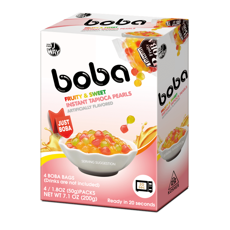 JWAY Fruity&Sweet Instant tapioca pearls-4 BOBA PACKS (Drinks are not included) 1 กล่อง