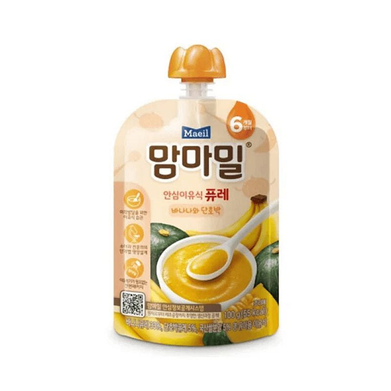 맘마밀 안심이유식 6개월 바나나와 단호박 100 그램