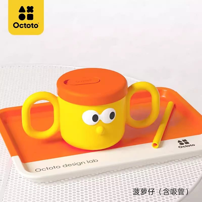 octoto Big Eyes Baby Water Cup Stainless Steel Straw Cup 1 phần