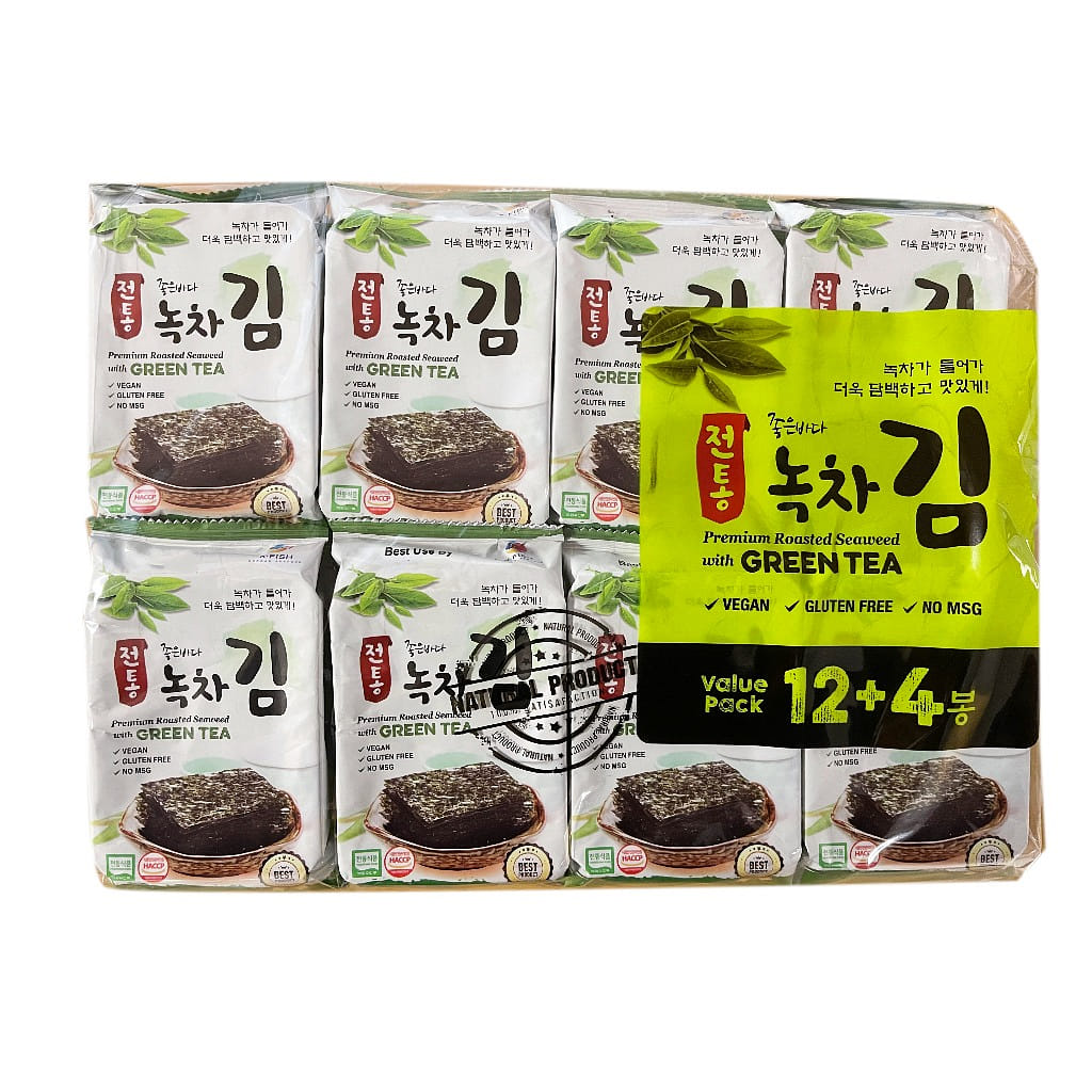 K-FISH Premium Roasted Seaweed with Green Tea 16pk 64 g