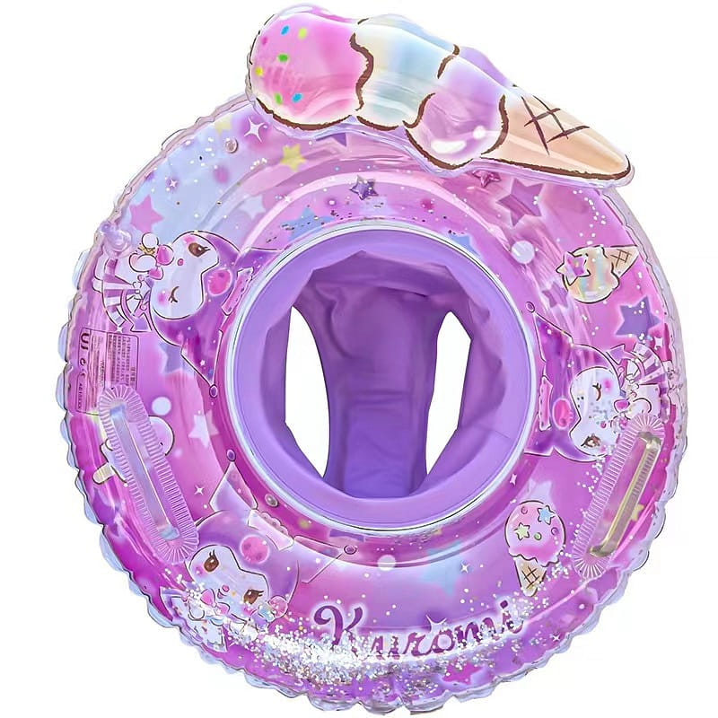 【中國直郵】Sanrio 三麗鷗兒童充氣pvc泳圈 亮片底座款-庫洛米 適合2-4歲(55斤以內)|*預計到達時間3-4周 1 份