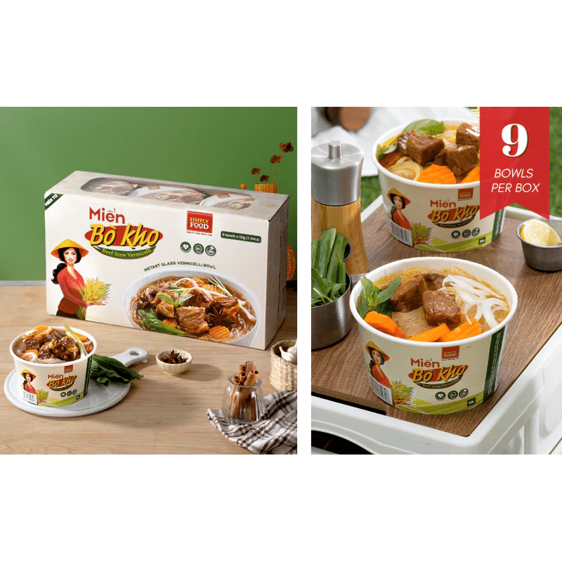 Mì Ăn Liền Simply Food Bò Kho 9 Tô 1 phần