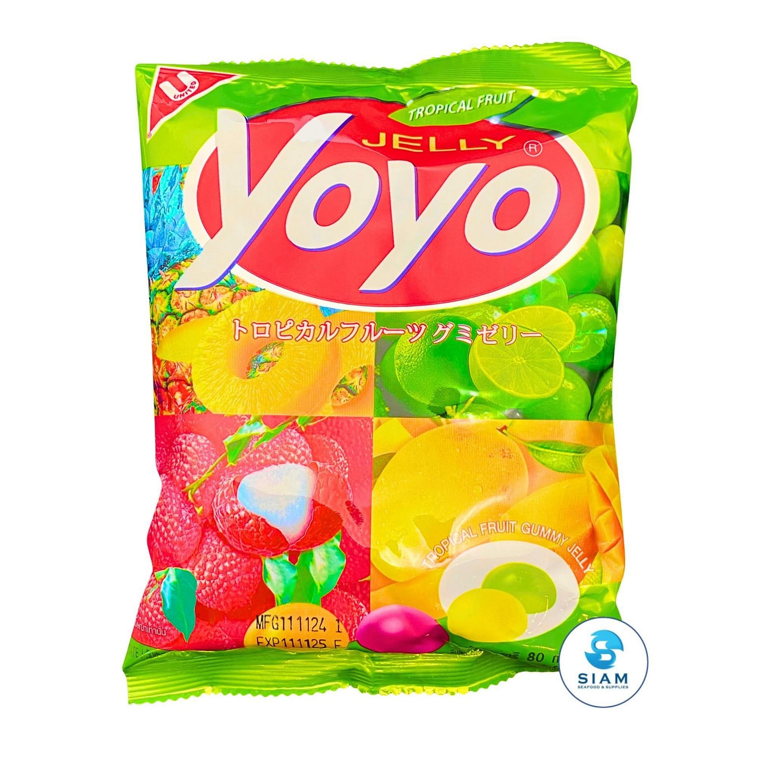 YoYo Gummy Jelly,Tropical Fruit Flavor, Thai Snack 2.8 ออนซ์