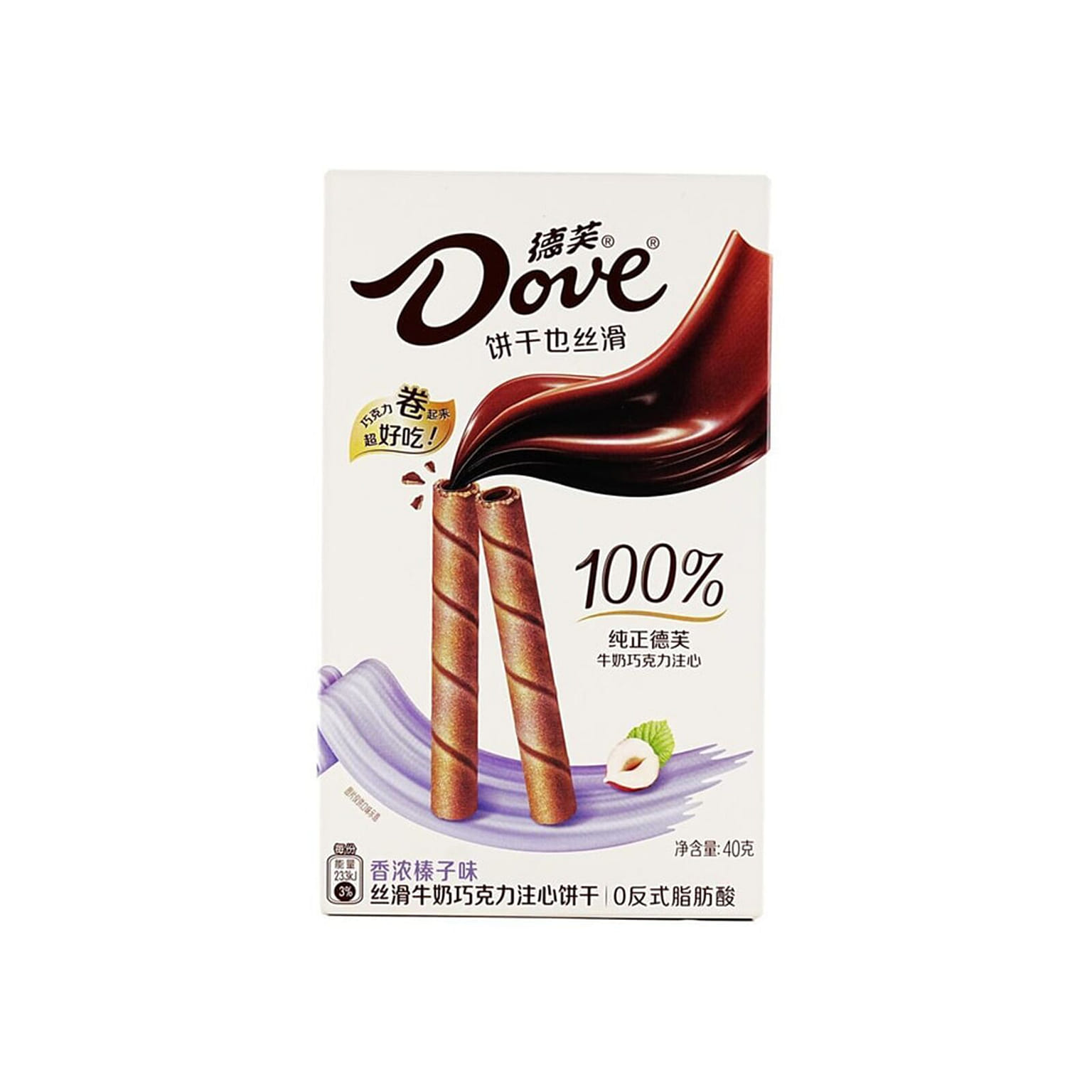 DOVE Chocolate Chocolate Filled Biscuits Hazelnut 40 그램
