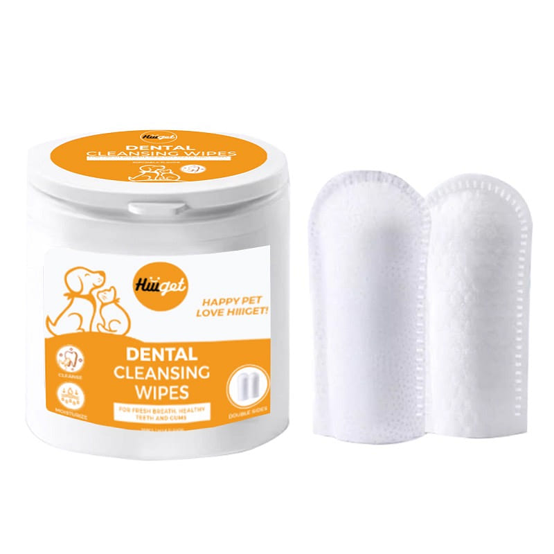 [HiiiGet] PET Dental Cleaning Finger Wipes 50pcs, Coconut milk flavor & 2 Sided 1 케이스