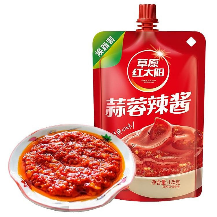[2 bags] grassland red sun garlic hot sauce Zibo barbecue hot sauce 250 그램