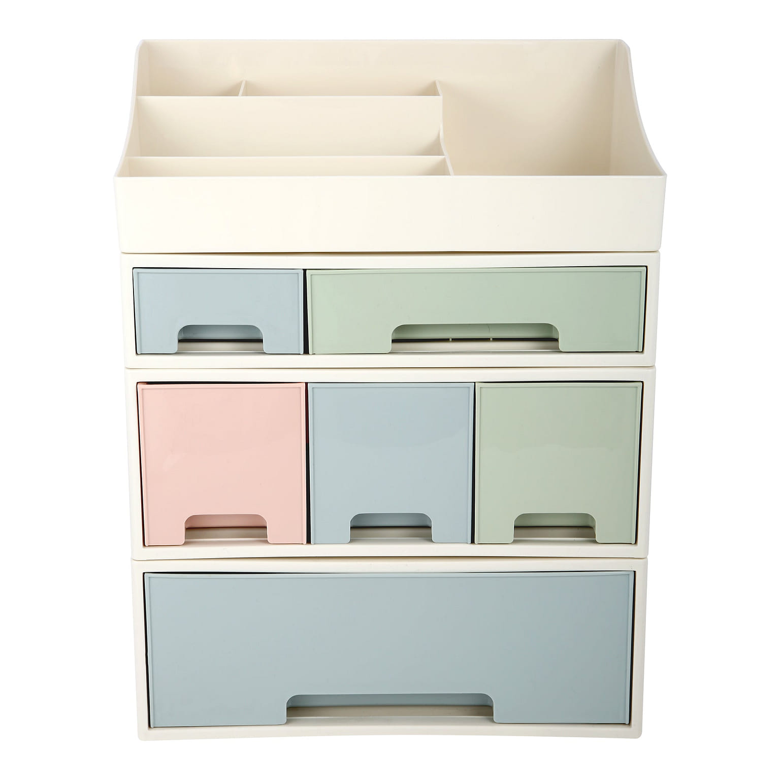 Multifunctional 4-Lay Storage Box [TAEF] 6 Drawers 5 Slots Green Blue Pink 1 개입