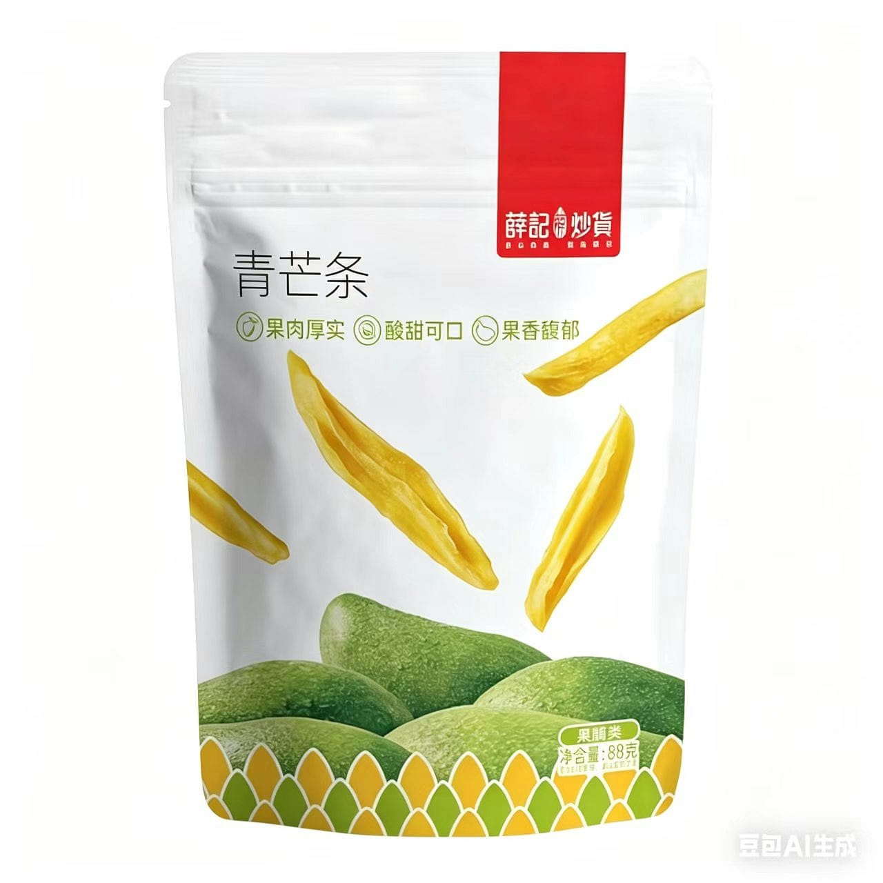 Xue Ji Fried Nuts Green Mango Strips 88g*1 Bag 1 pack