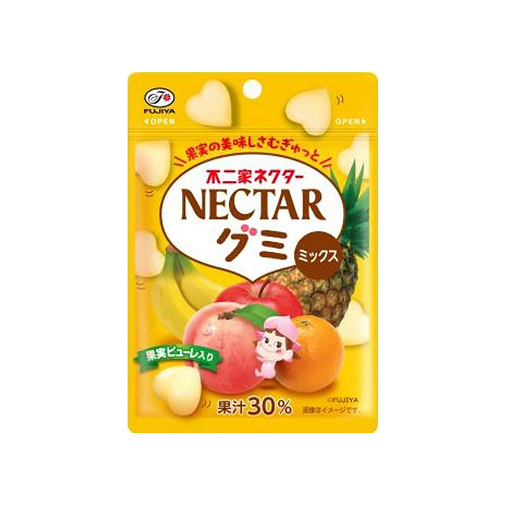 Fujiya Nectar Heart-Shaped Gummy Mixed Fruit Candy 48 그램