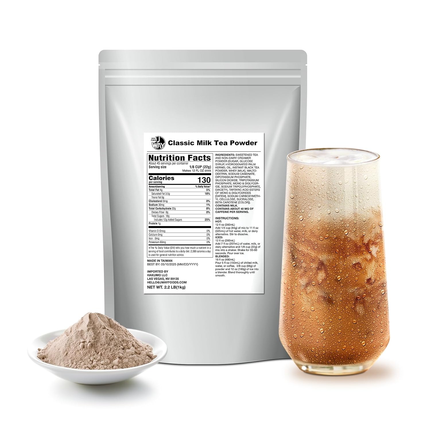 J Way Classic Milk Tea , Powdered Instant Milk Tea Drink Mix, Se 2.2 lb
