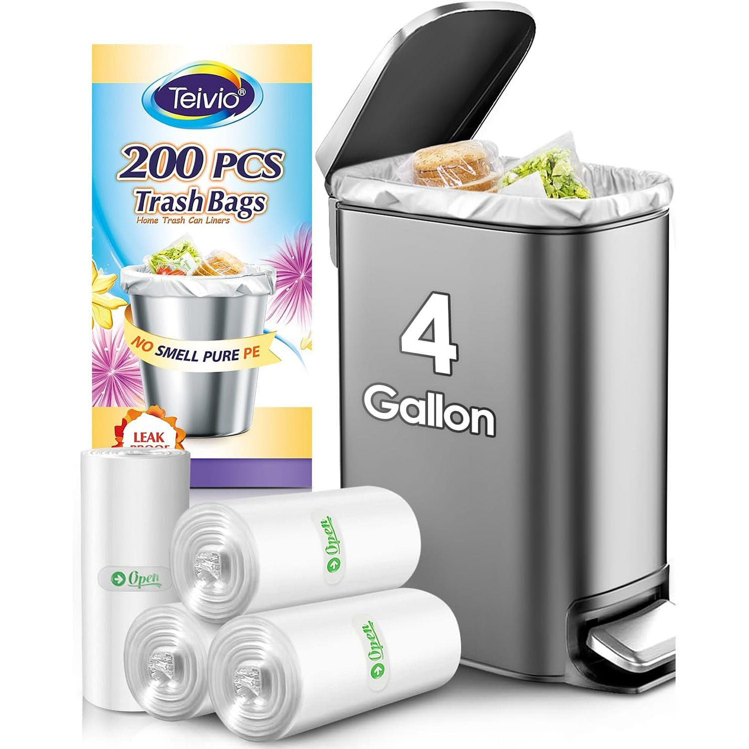 Mall Trash Bags-4 Gallon,200 Count,Unscented Clear 1 each