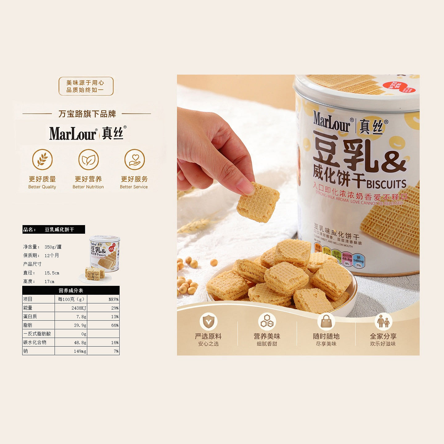 MarLour soy milk flavor wafers 200g 200 g