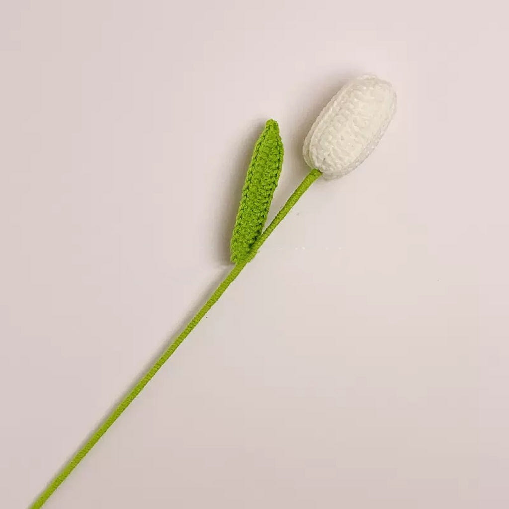手工编织diy渐变玫瑰花手捧花 · 郁金香白色单支 1 份