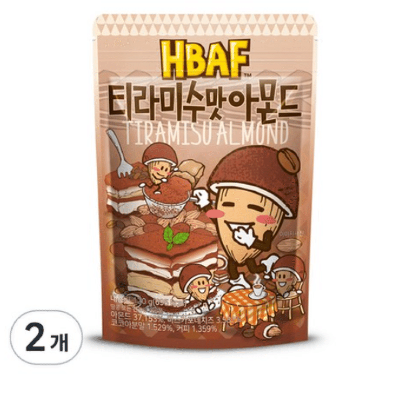 [Korea Direct ] HBAF tiramisu flavored almond 120g, 2 pieces 240 กรัม
