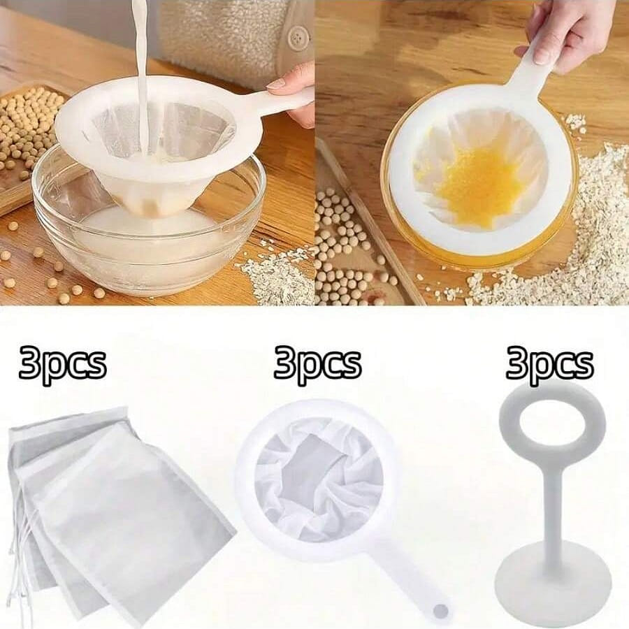 Reusable Nylon Food Strainer, Kitchen Ultra-Fine Nylon Mesh Strainer 9 cái