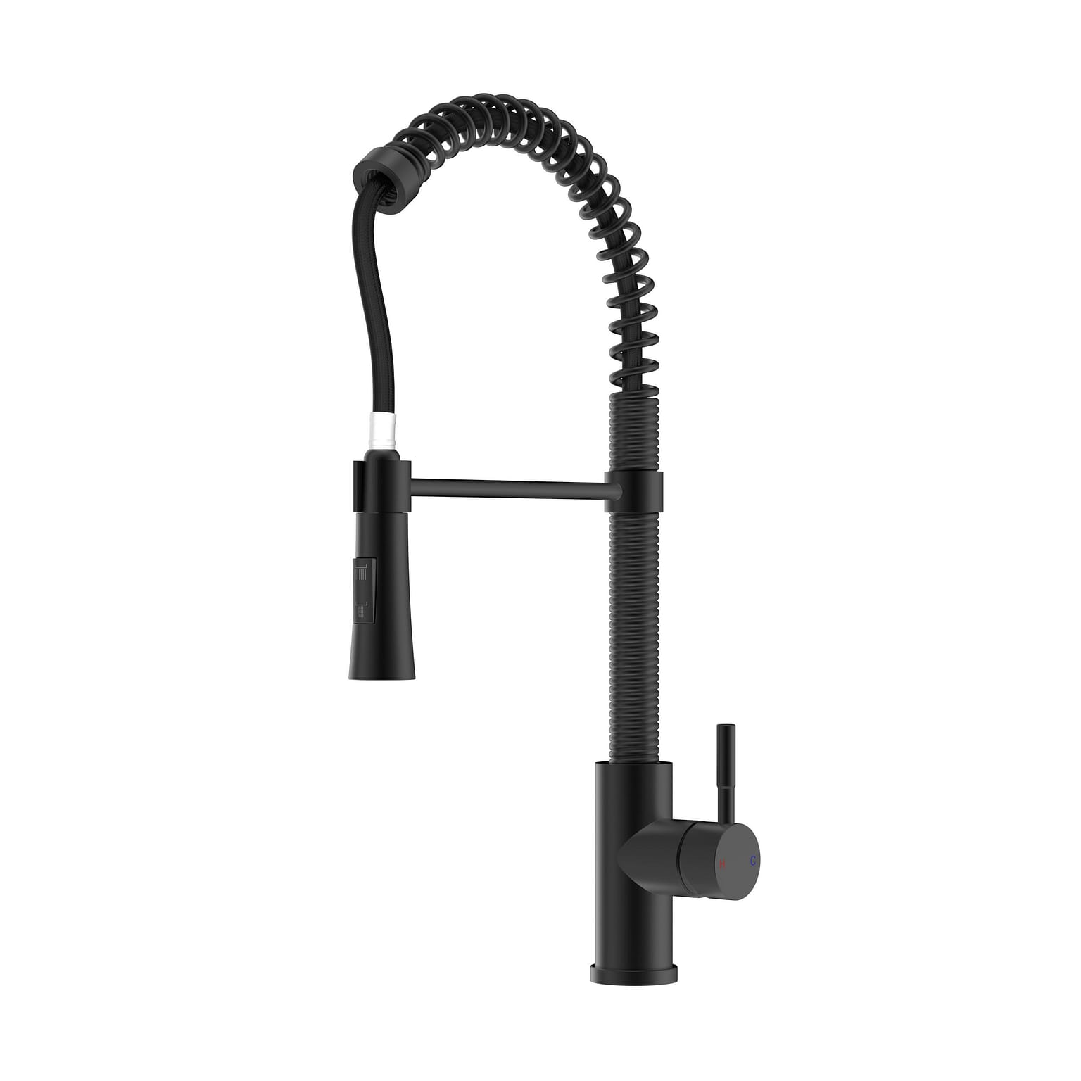 Single-Handle Spring Neck Pull Down Sprayer Kitchen Faucet in Matte Black 6.17 lb