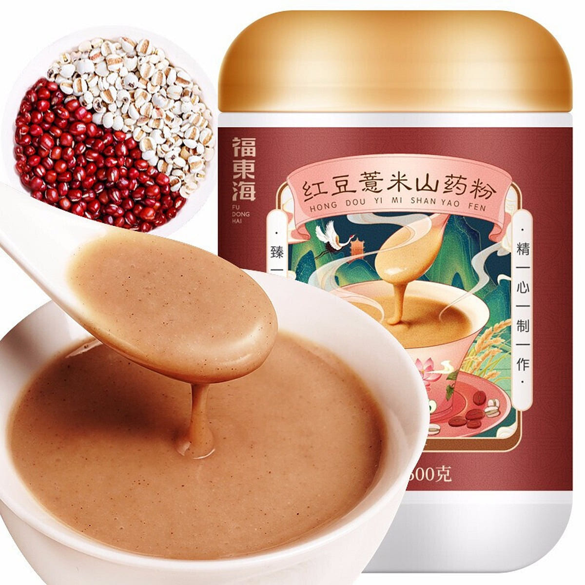【福東海出品】紅豆薏米山藥粉 五穀雜糧粉 代餐早餐 健康滋補500g/罐 500 克