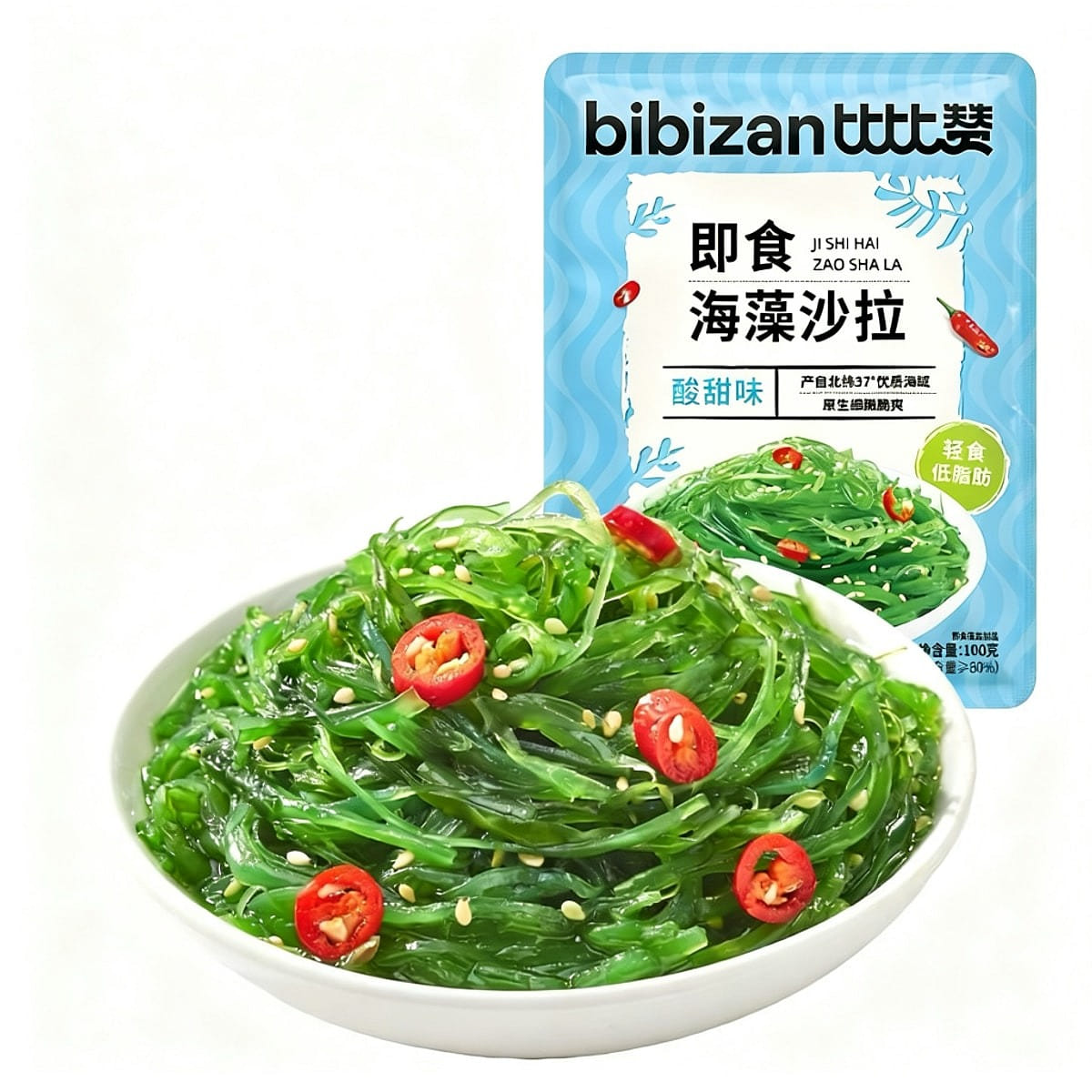Seaweed salad wakame Low fat Sweet and sour Ready- 100 g
