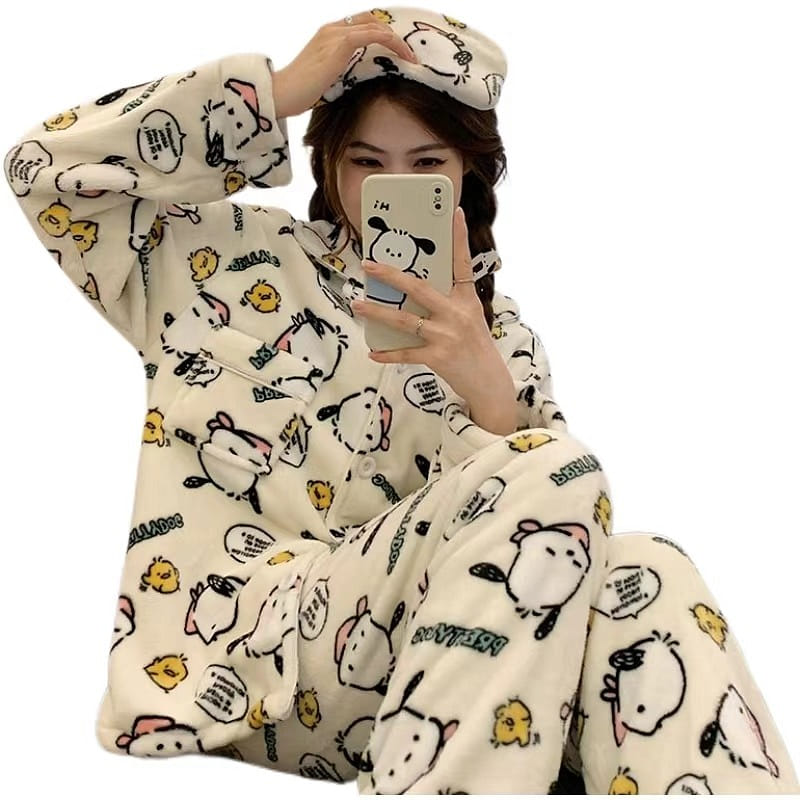 【中国直邮】三丽鸥秋冬珊瑚绒家居服-帕恰狗 XXL 1 份