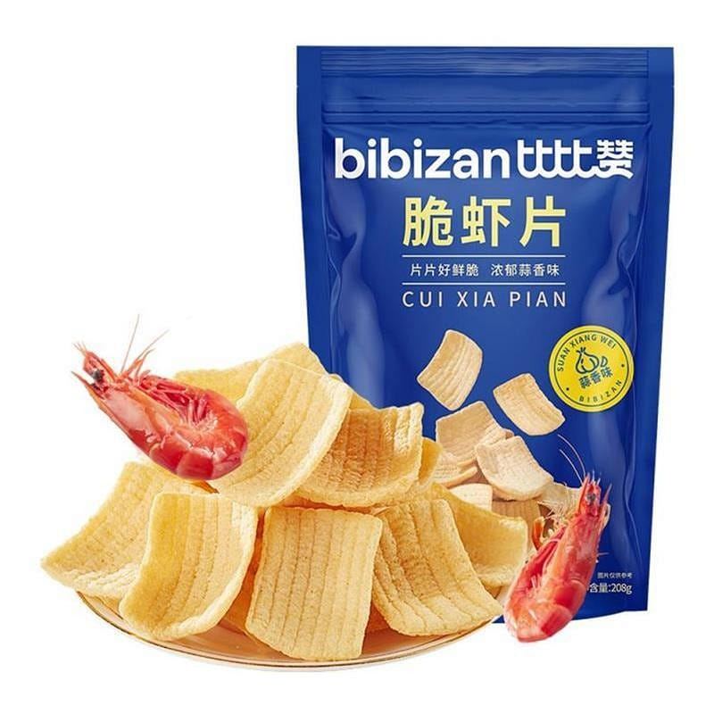 中国比比赞(BIBIZAN)脆虾片【蒜香味】鲜虾条薯片网红膨化休闲零食品巨型虾片 180 克
