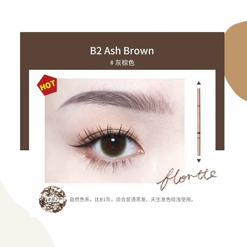 Floria Dual-Ended Eyebrow Pencil B2# Gray Brown 1 box