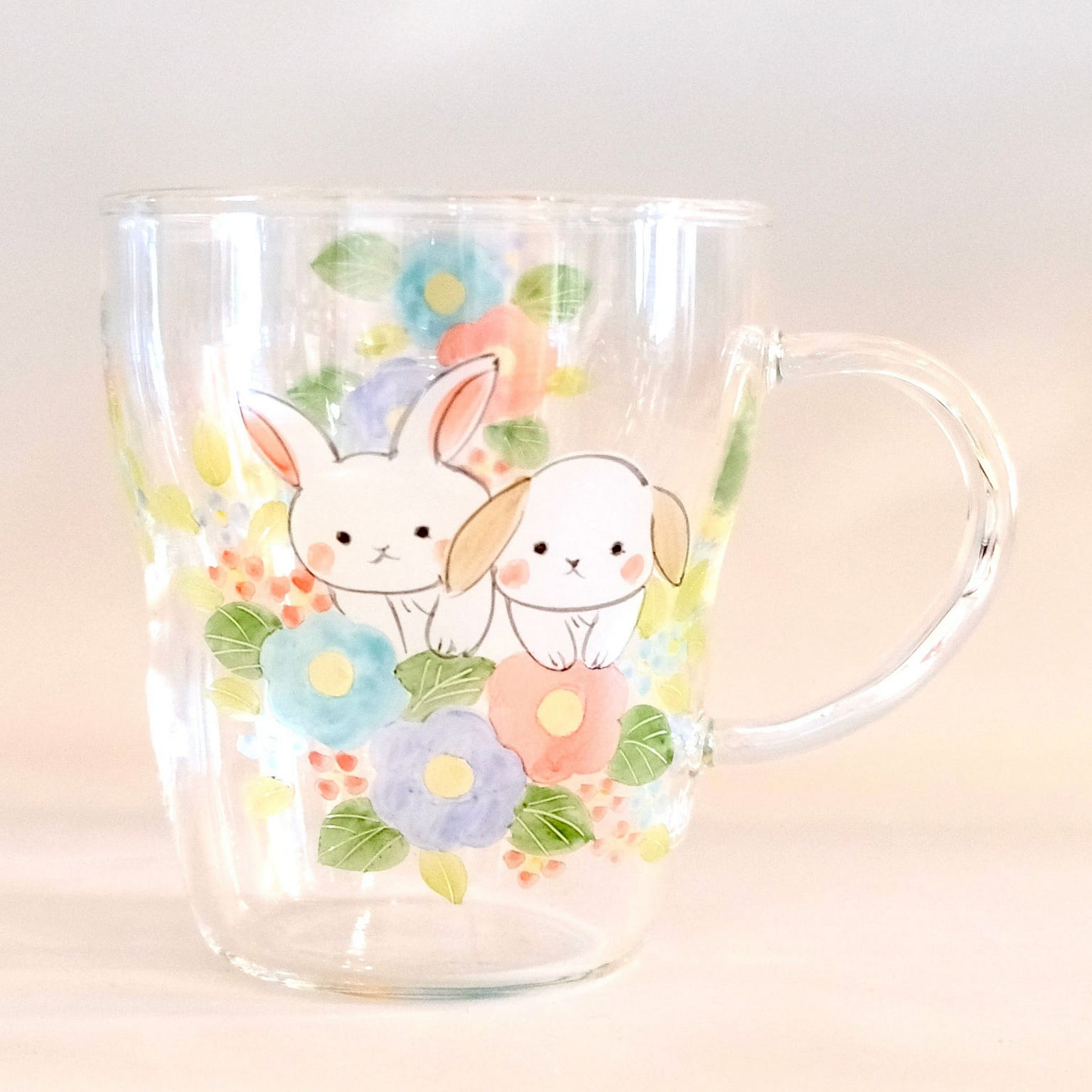Artist 350ml Heat-resistant Glass Cup Bunny w puppy 1 개입
