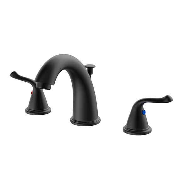 weee_grocery_8 in. Widespread 2-Handle Bathroom Faucet with Drain Kit Included in Matte Black 4.14 lb