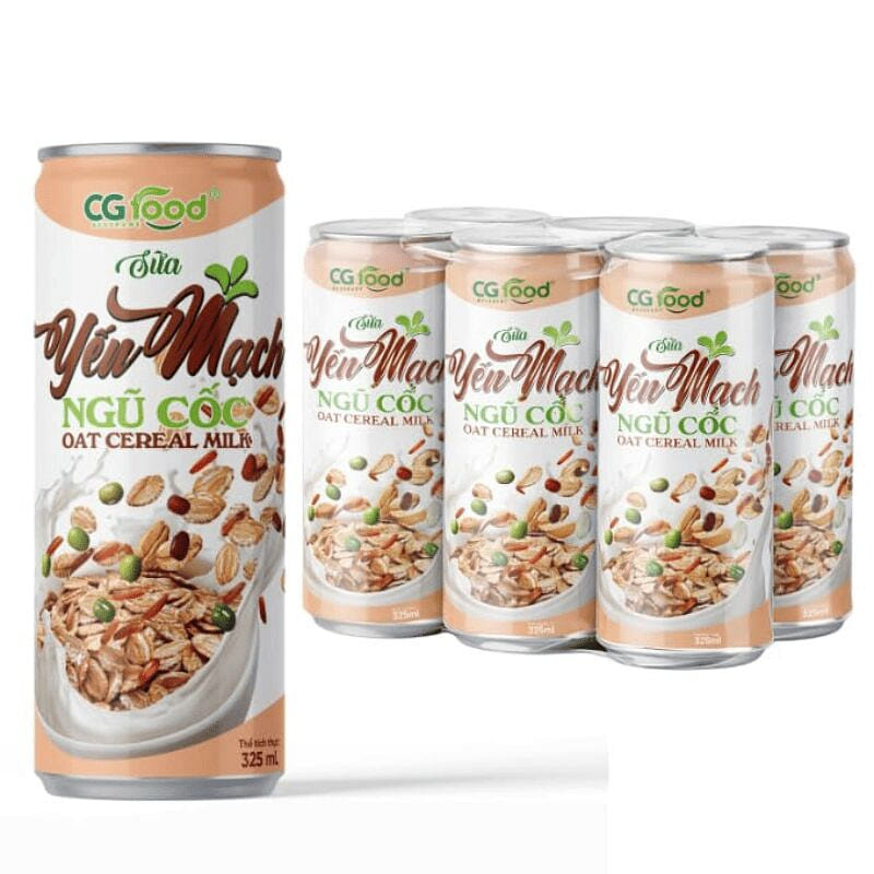 เครื่องดื่มนมข้าวโอ๊ตและธัญพืช CG Food - 11oz 6 กระป๋อง