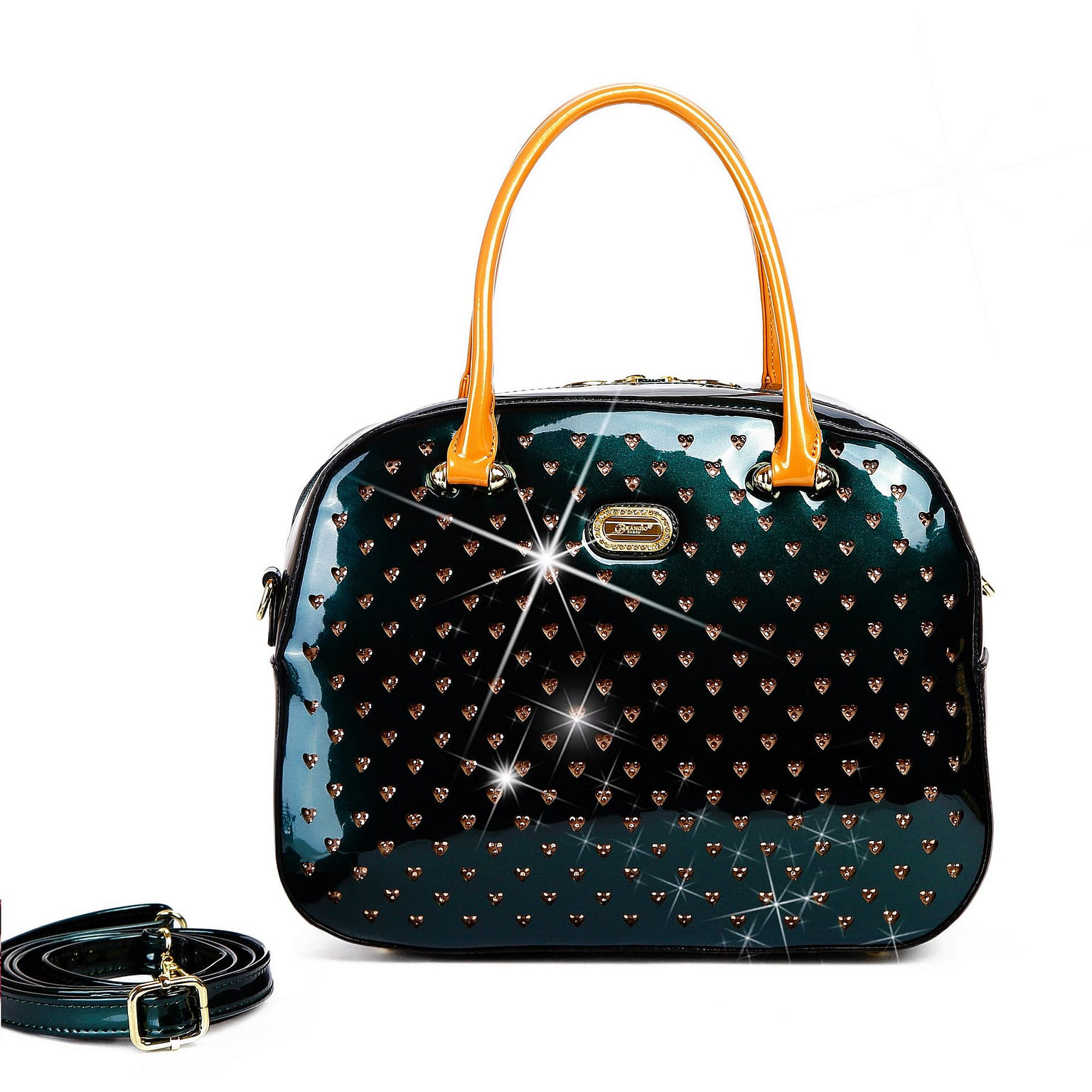 Starz Art Vegan Leather Retro Crystal Overnight Bag Dark Green [RZO8329-DG] 1 개