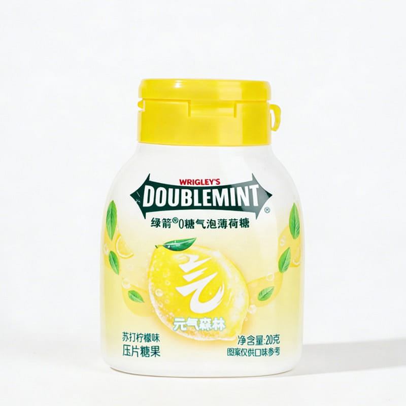 绿箭0糖气泡薄荷糖苏打柠檬味瓶装口香糖20g*1 20 克