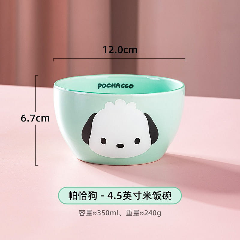 古杰士 三丽鸥陶瓷碗 家用餐具 可爱卡通少女心饭碗 4.5英寸-帕恰狗 Pochacco 1 份