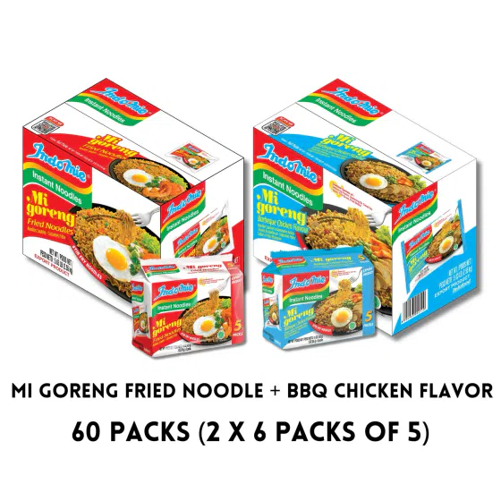 weee_dried_Indomie Fried Original 30 +BBQ Chicken 30 Flavor 1 count*60 pack