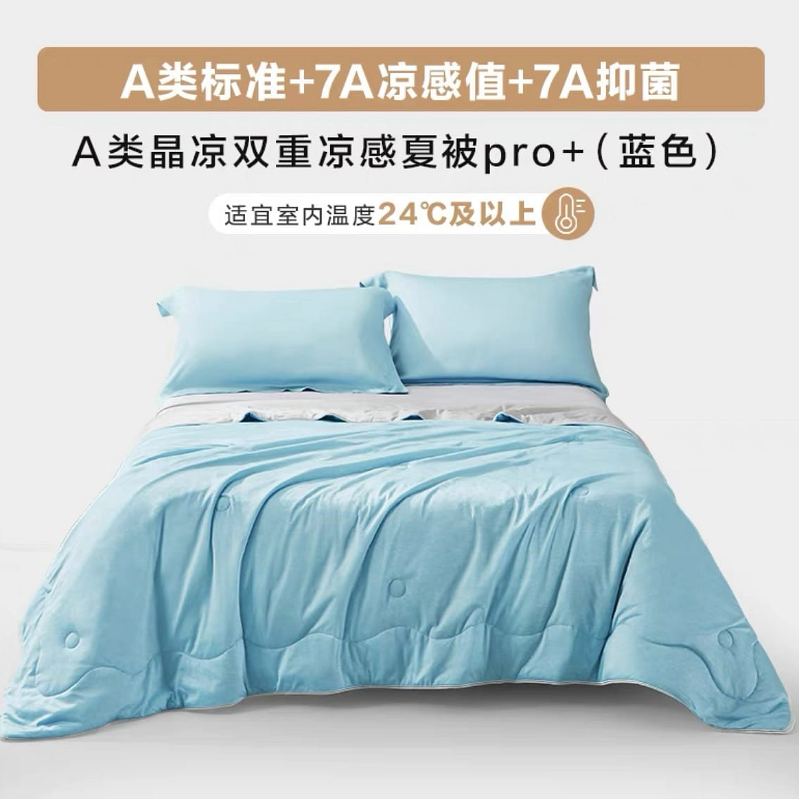 LUOLAI Double sided soft and silk skating leather summer cool blanket Blue 1 count
