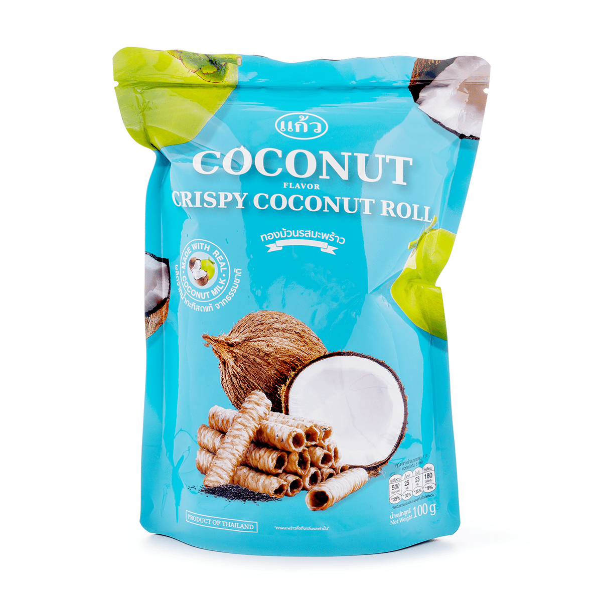 Kaew Crispy Coconut Rolls Coconut Flavor 100 g