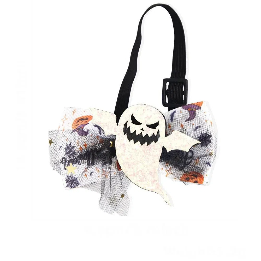 Pet Halloween Bow Tie Mesh Bow Tie Accessories-Fierce Ghost 1 個