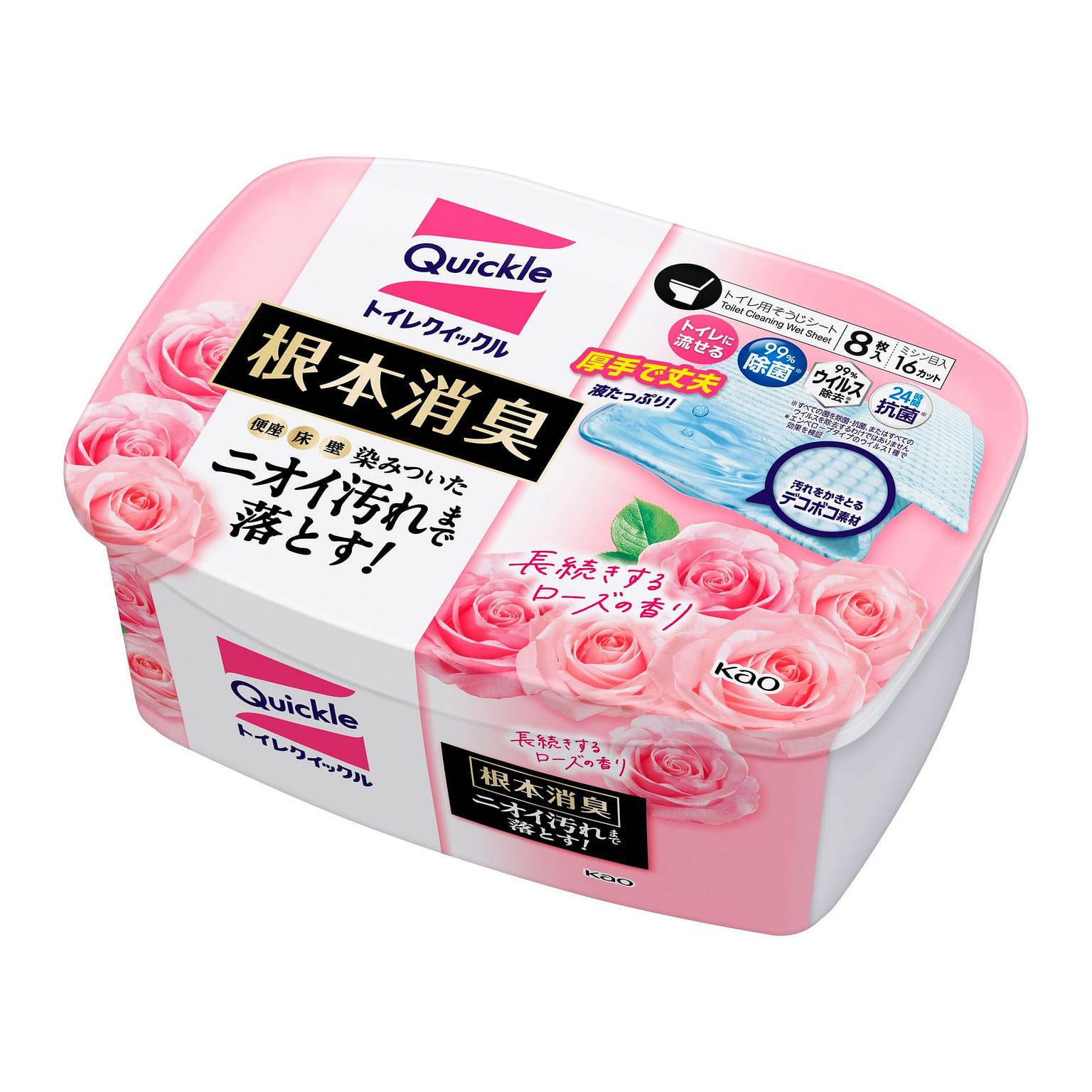 Kao Toilet Quickle Long-Lasting Rose Scent 8 Sheet 1 each